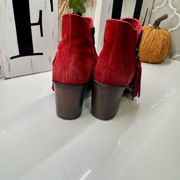 Naughty Monkey Red Suede Tassel Ankle Booties – Women’s 7.5 - Picture 4 of 8